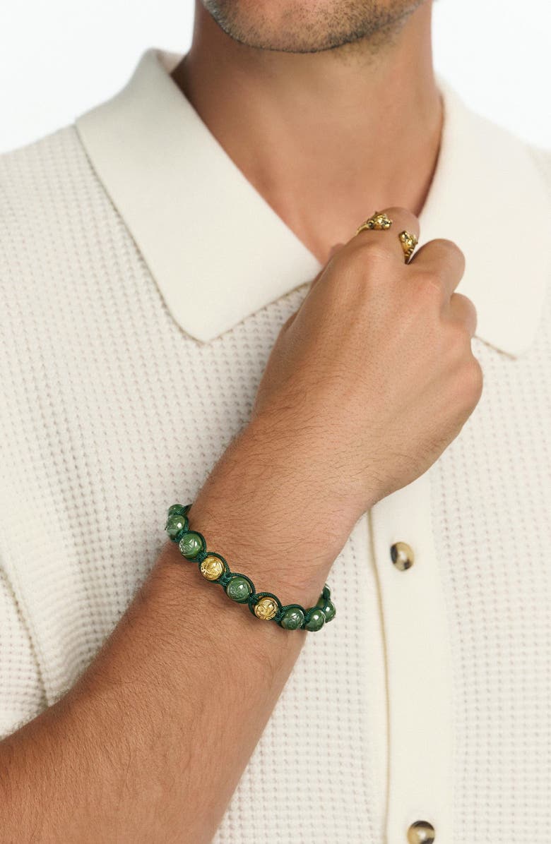 Nialaya Green Ceramic Gold Beaded Bracelet, Alternate, color, Glossy Green / Gold