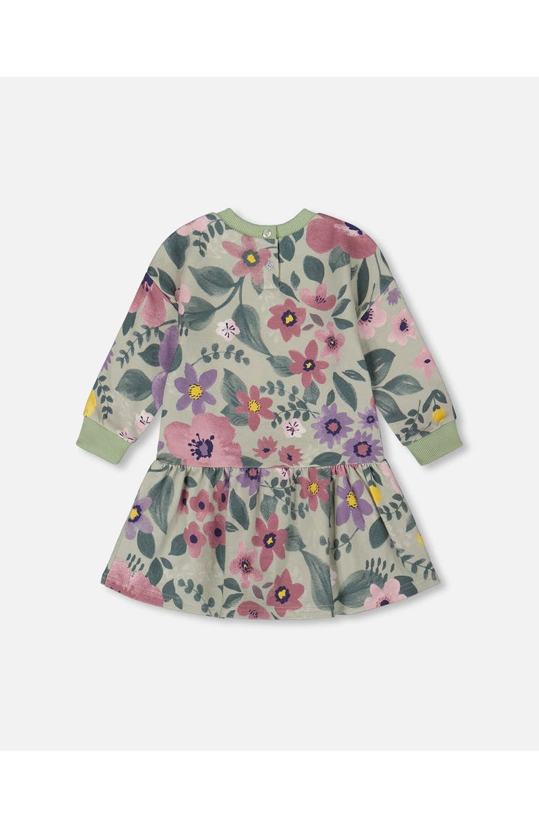 Deux par Deux Stretch Fleece Dress, Alternate, color, Sage Floral