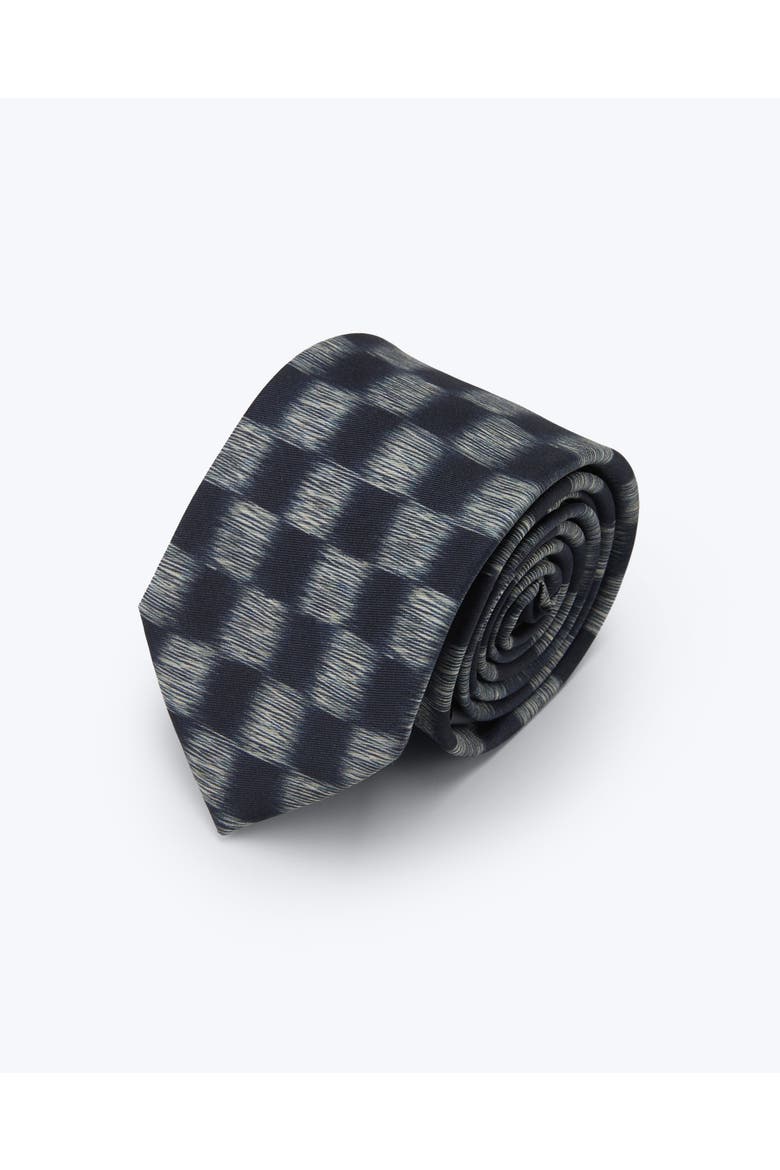 Shadow Check Printed Silk Tie, Main, color, Steel Blue