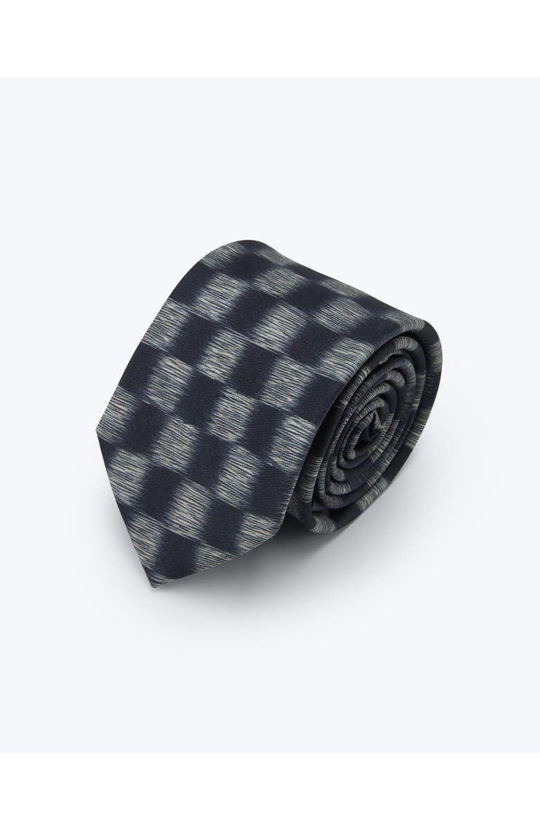 Knottery & Co Shadow Check Printed Silk Tie, Main, color, Steel Blue