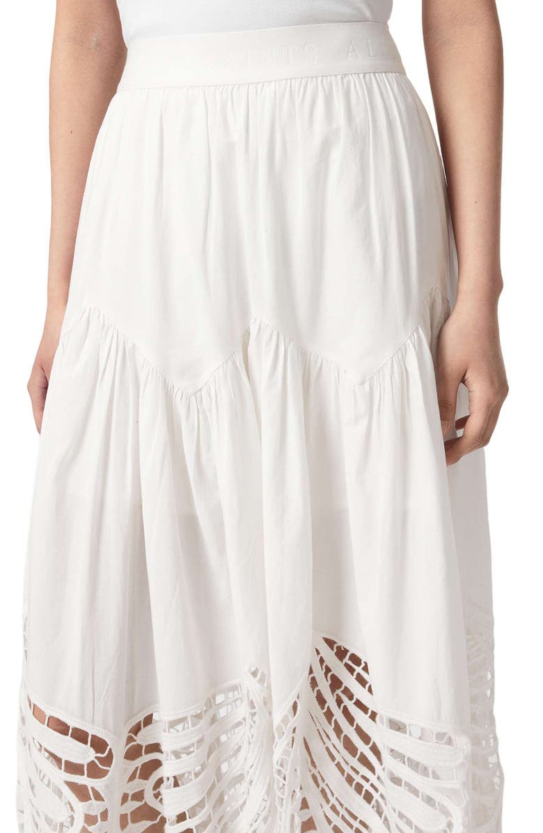 AllSaints Femi Openwork Maxi Skirt, Alternate, color, Chalk White