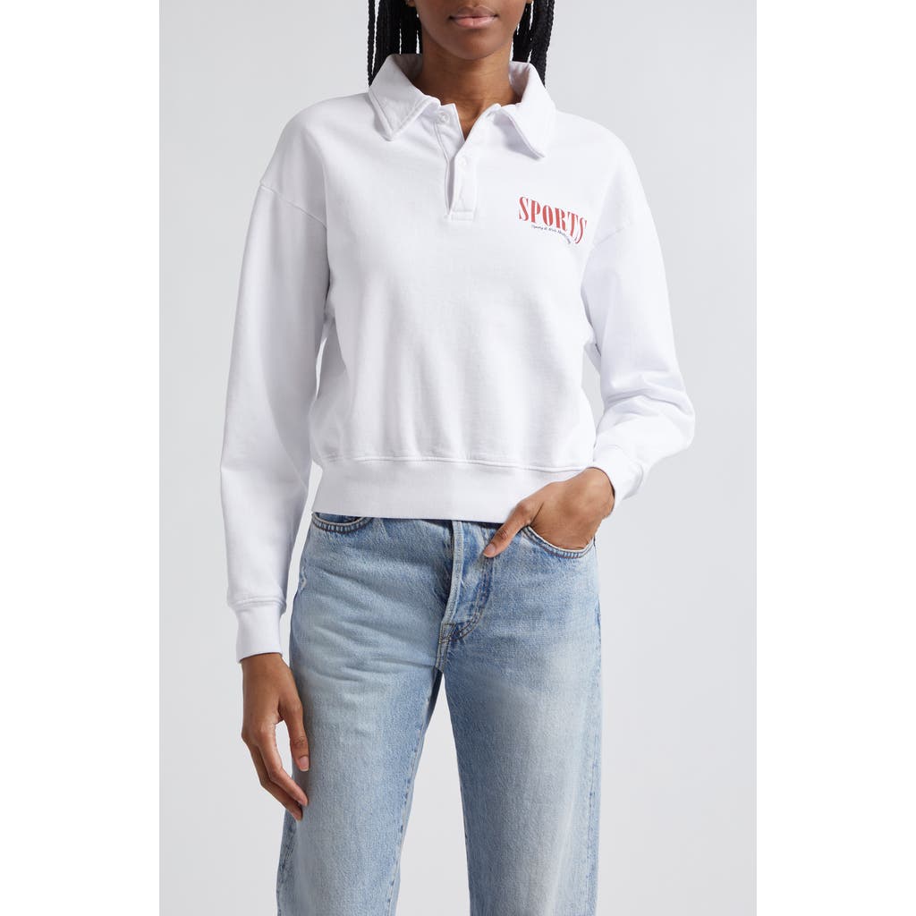 Sporty And Rich Sports Long Sleeve Crop Polo In White