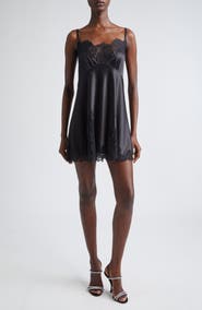 Dolce&Gabbana Lace Trim Stretch Satin Minidress