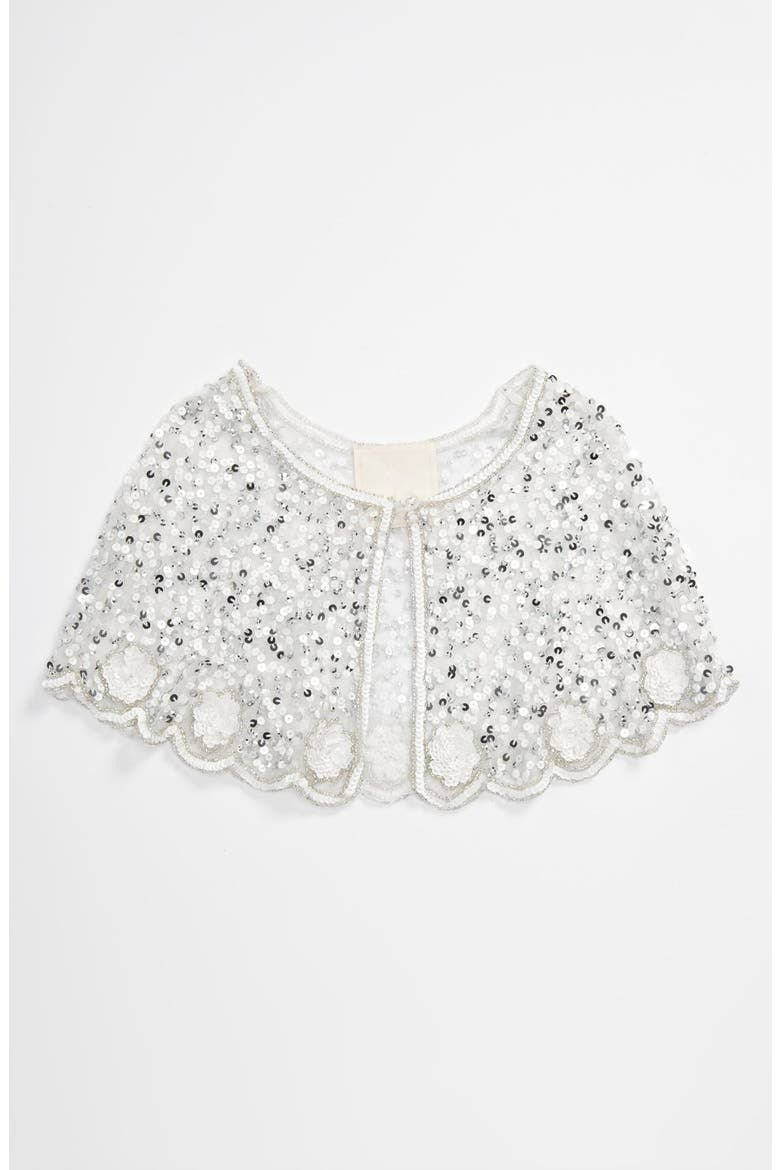 Sequin Capelet, Main, color, WHITE