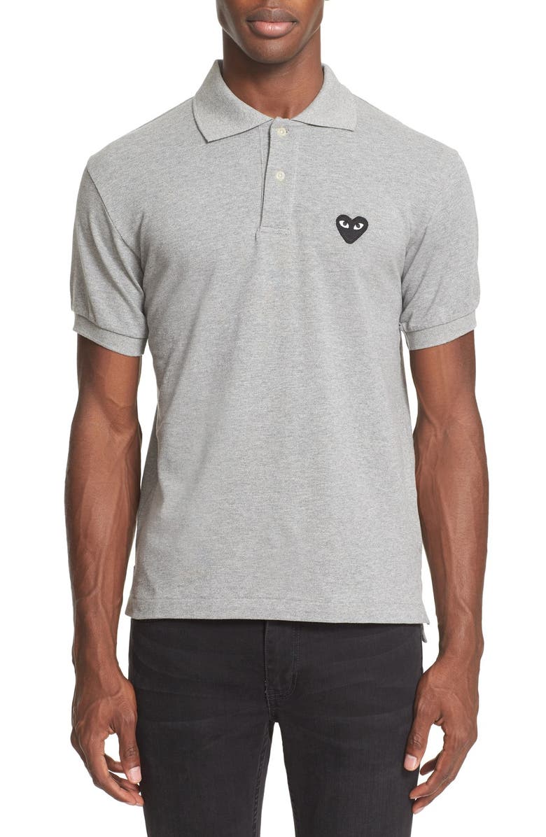 Comme des Garçons PLAY Piqué Polo with Heart Appliqué, Main, color,