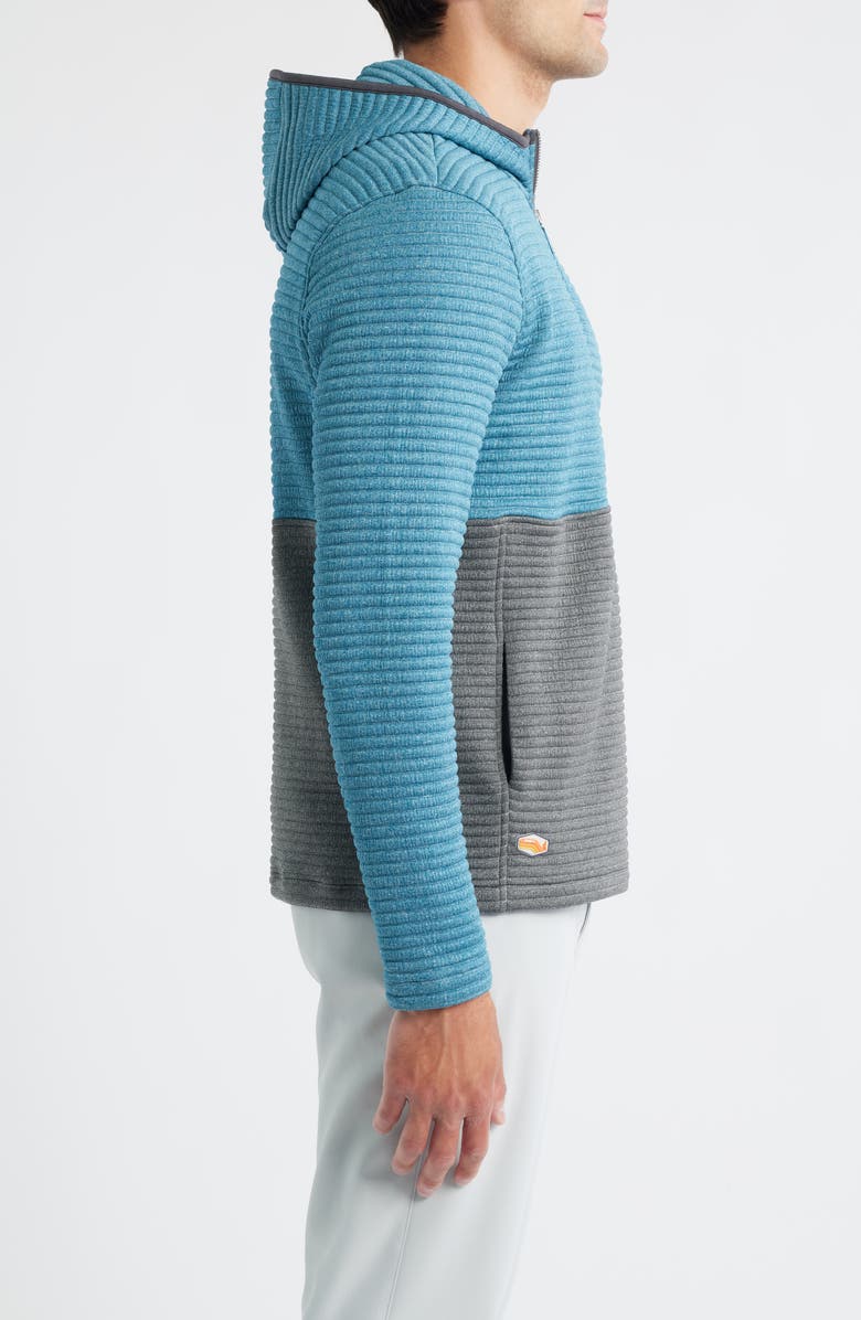 johnnie-O Werner Rib Colorblock Half Zip Hoodie, Alternate, color, Mercury