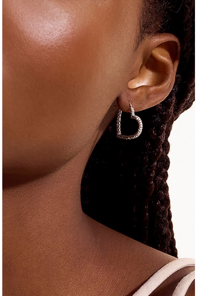 Essentials Heart Pavé Hoop Earrings, Alternate, color, SILVER