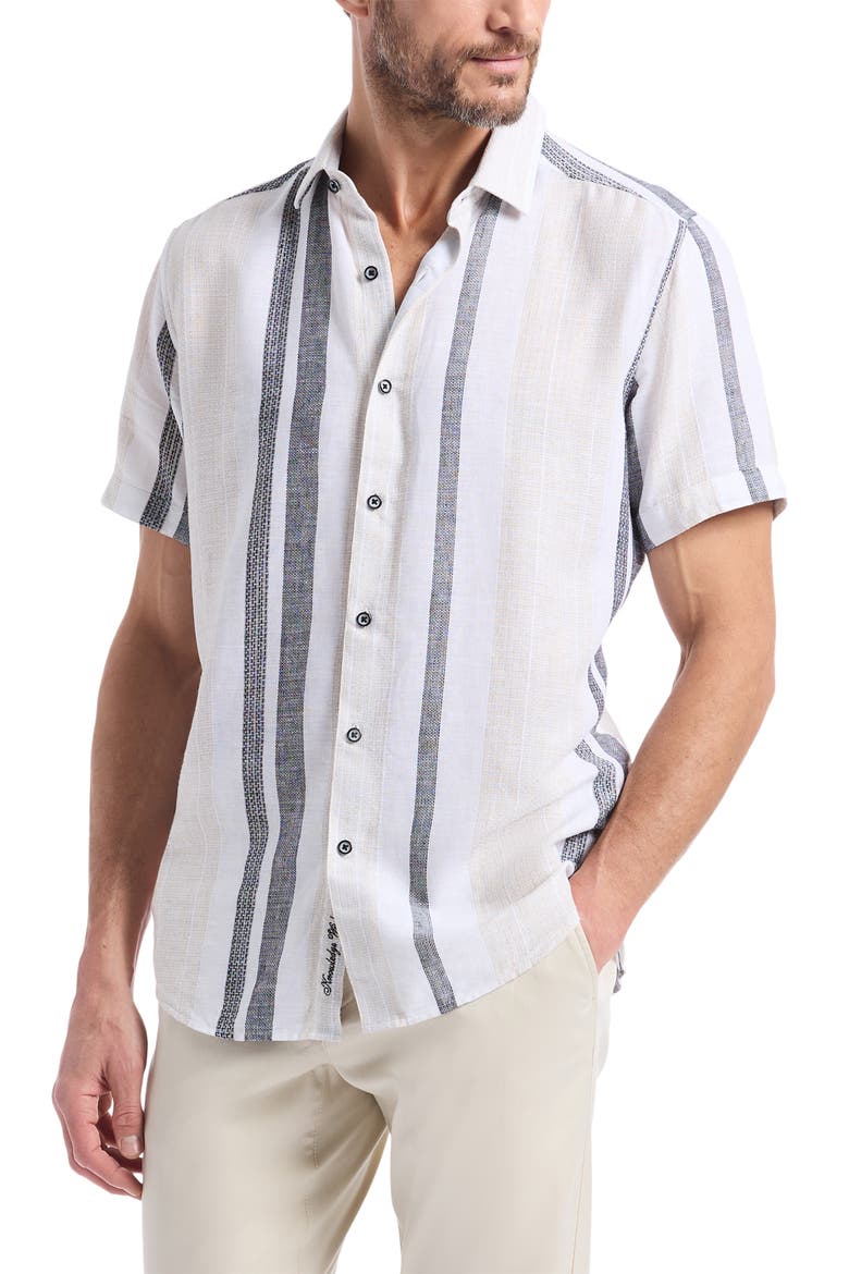 Makai Stripe Sport Shirt, Alternate, color, WHITE