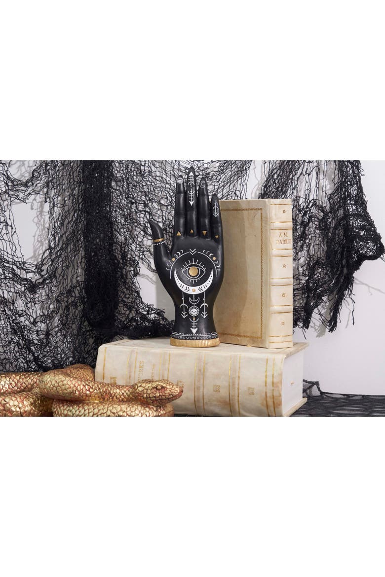 Mystical Palmistry Hand Decorative Halloween 9" Figurine, Alternate, color, Black