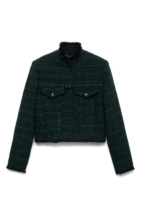 High Collar Tweed Jacket