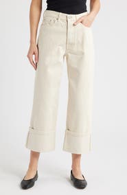 COS High Waist Cuffed Straight Leg Jeans
