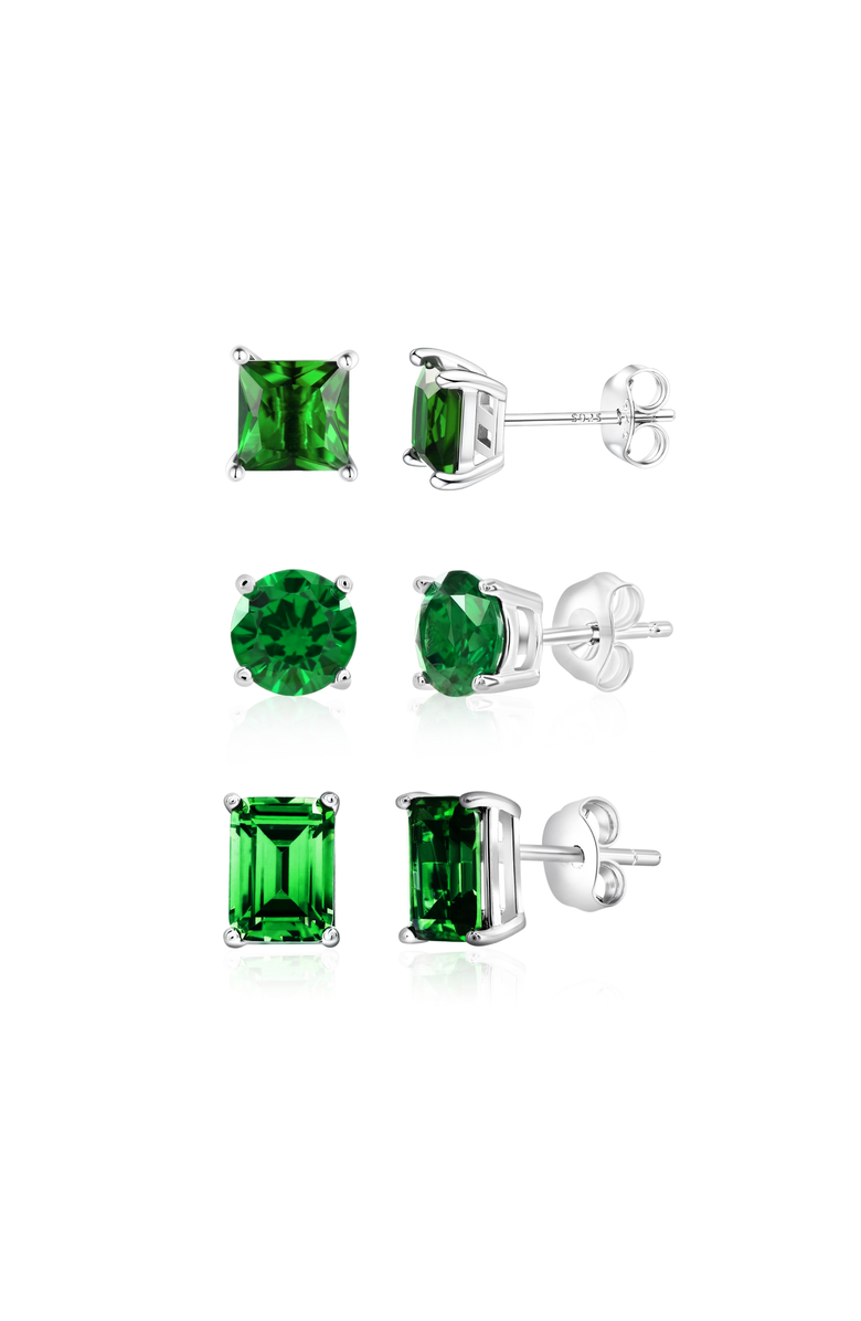 Donatello Gian 3 Pack Sterling Silver Green Studs, Main, color, Green