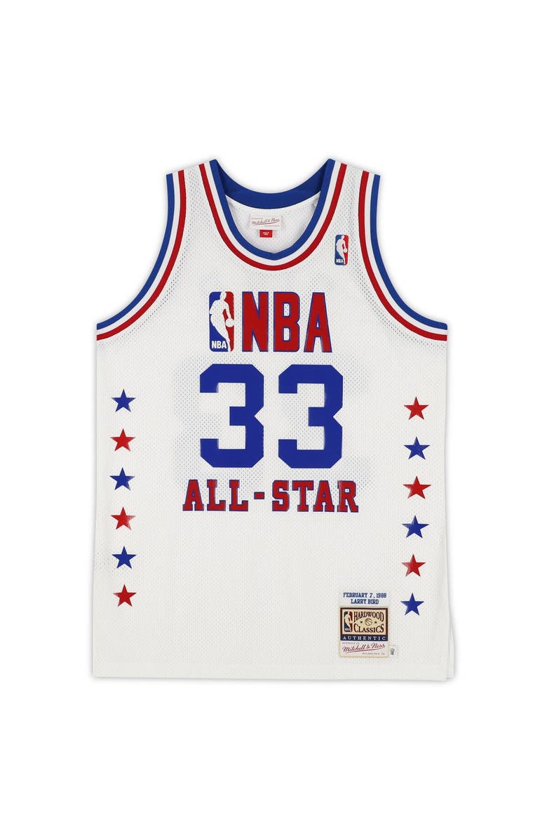 FANATICS AUTHENTIC Larry Bird Boston Celtics Autographed White All-Star Authentic Mitchell and Ness Jersey, Alternate, color,