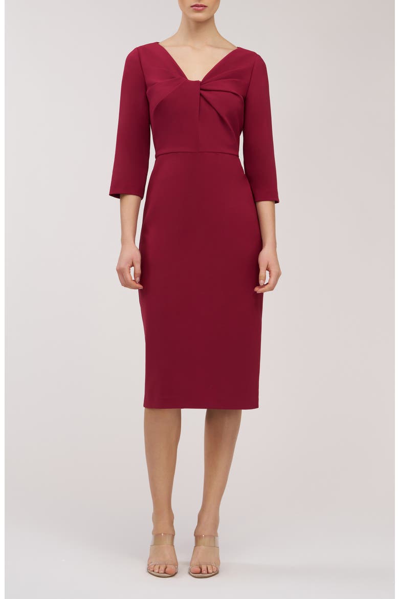 Farrah Twist Front Midi Cocktail Dress, Main, color, RUBY RED