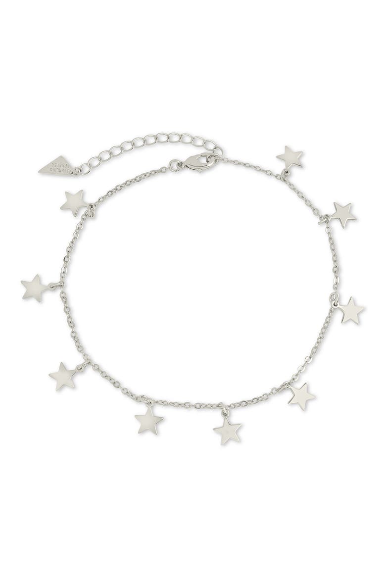 Sabina Star Charm Anklet, Main, color, SILVER