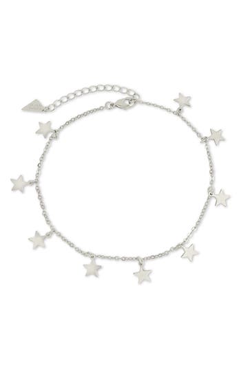 Sterling Forever Sabina Star Charm Anklet In Metallic