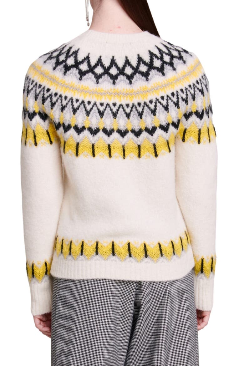 Mamonix Fair Isle Metallic Sweater, Alternate, color, ECRU / YELLOW