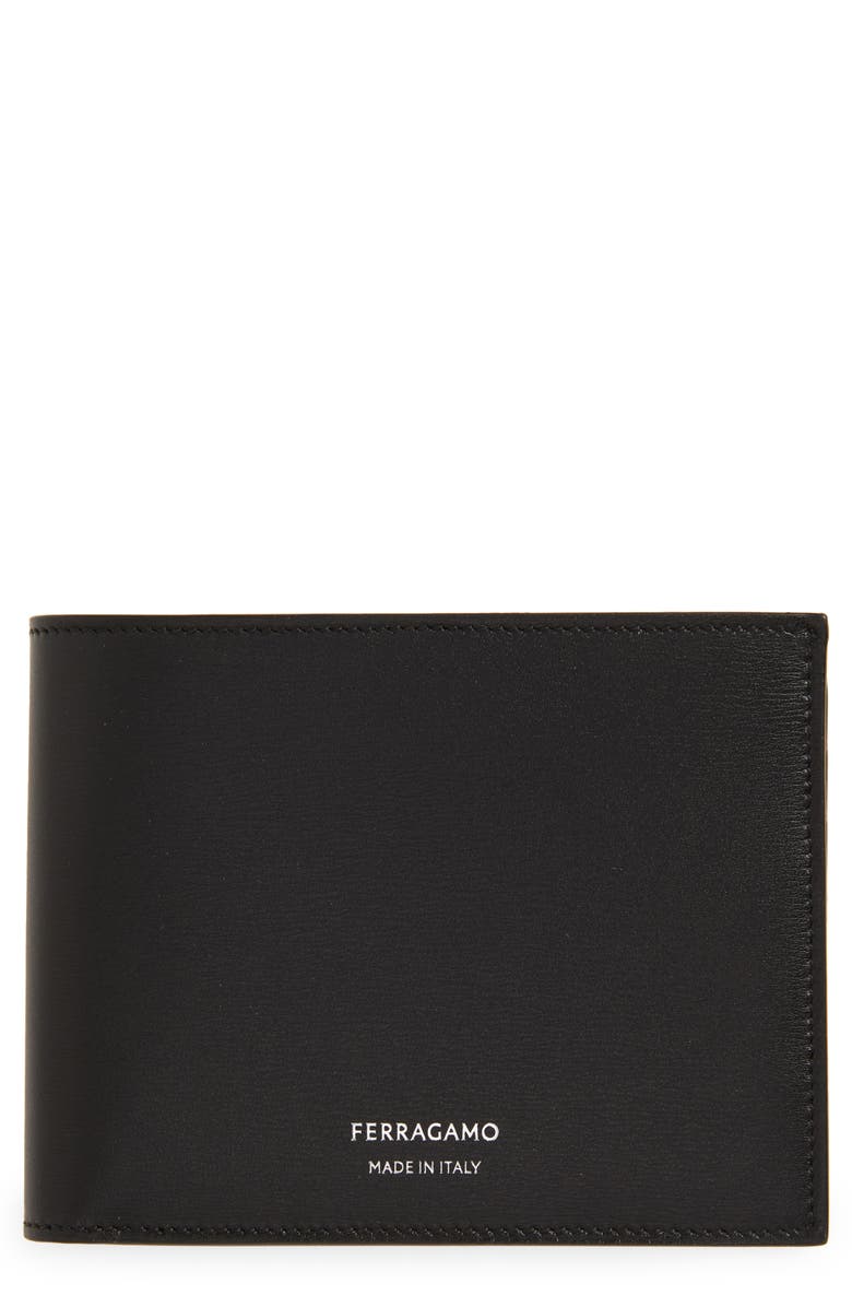 FERRAGAMO Classic Leather Bifold Wallet, Main, color, Nero