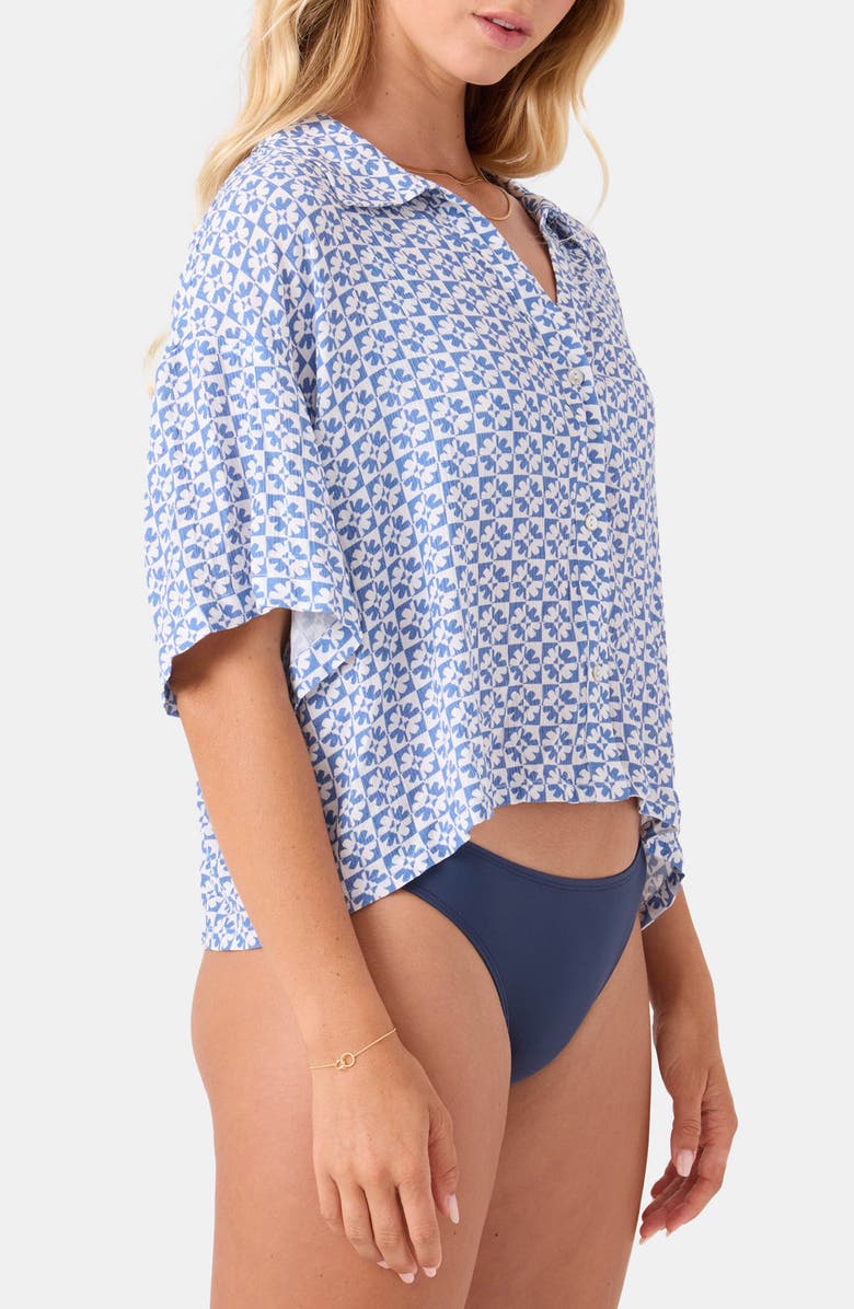 Roxy Hazy Dazy Crop Cover-Up Shirt, Alternate, color, Blue
