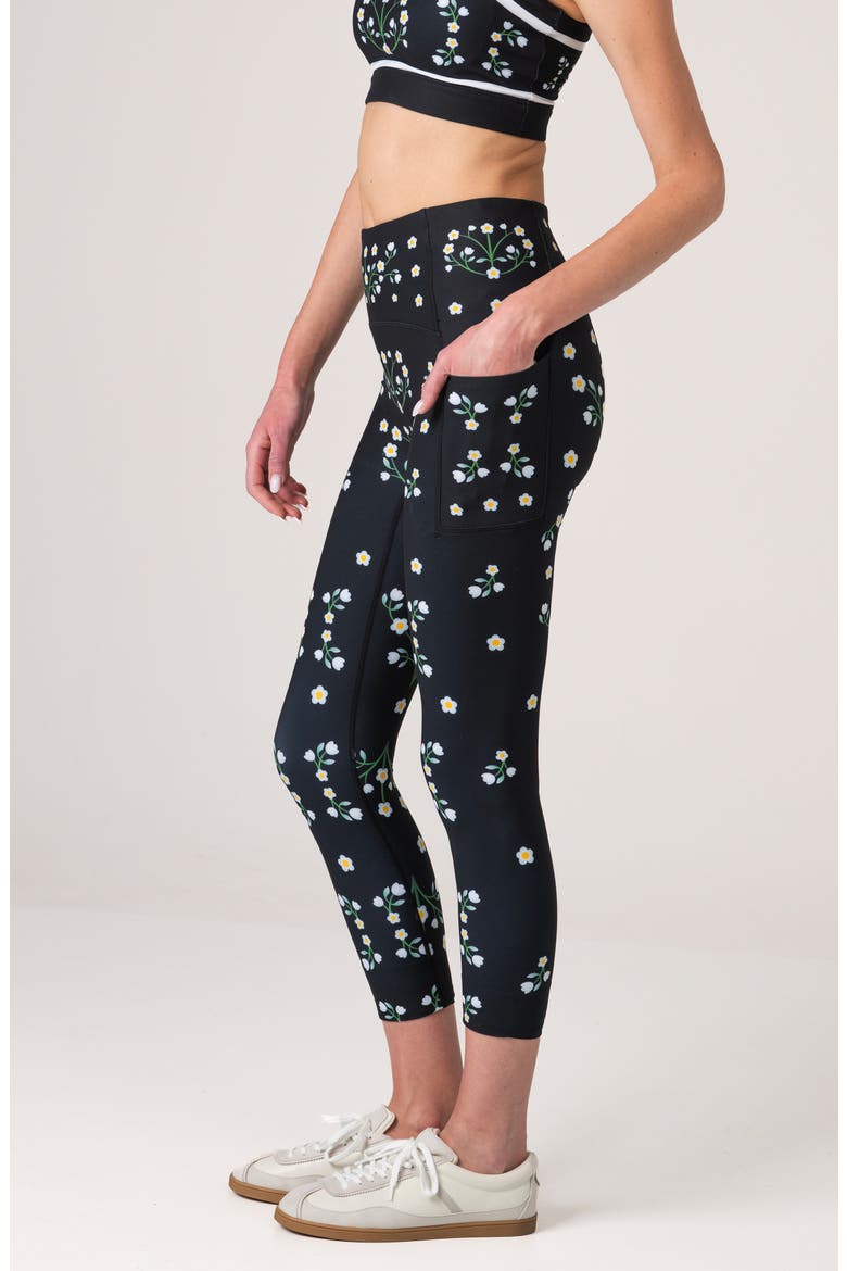 Night Garden High-Waisted 7/8 Leggings, Alternate, color, Black
