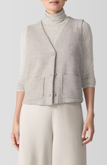 Eileen Fisher Lightweight Boiled Wool Vest In Regenerative Wool