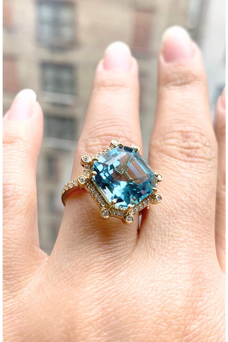 Gossip Asscher-Cut Ring, Alternate, color, PALE BLUE