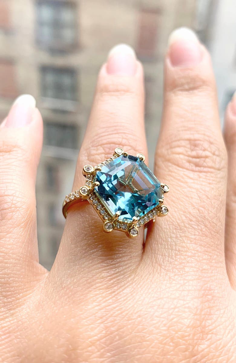 GOSHWARA Gossip Asscher-Cut Ring, Alternate, color, Pale Blue