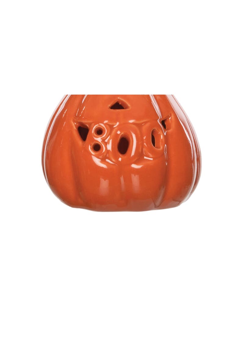 Jack O' Lantern Pumpkin Bat LED Small Halloween Figurine, Alternate, color, Orange