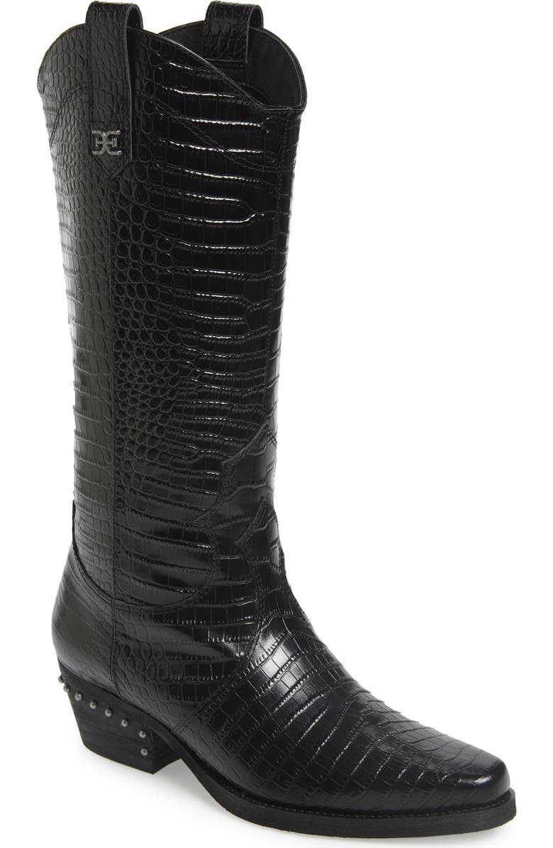 Sam Edelman Oakland Croc Embossed Western Boot, Main, color,