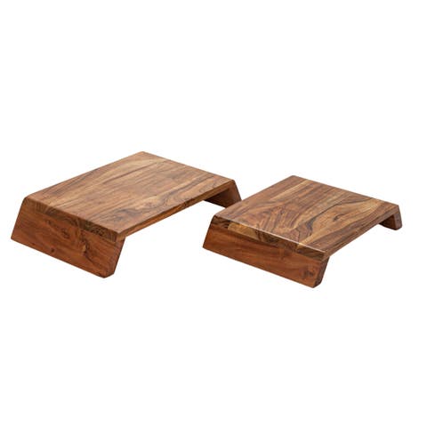 Acacia Wood Nesting Pedestals - (Set of 2)