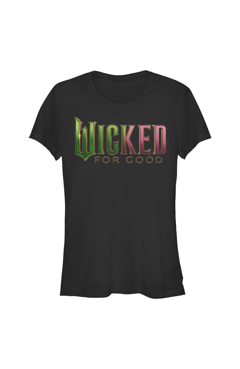 Wicked: For Good Junior's Wicked For Good Official Tonal Logo  Graphic T-Shirt, Main, color, Black