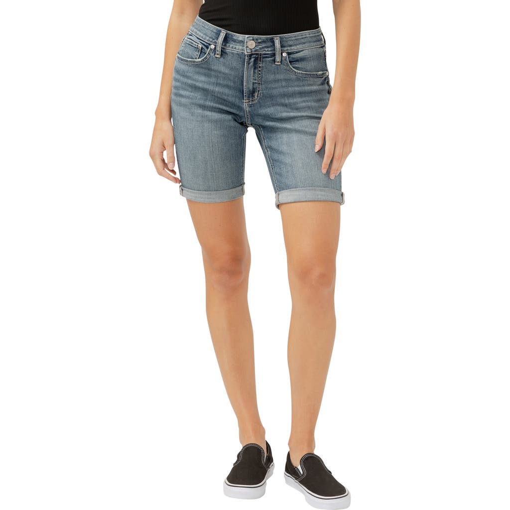 Shop Silver Jeans Co. Elyse Curvy Denim Bermuda Shorts In Indigo