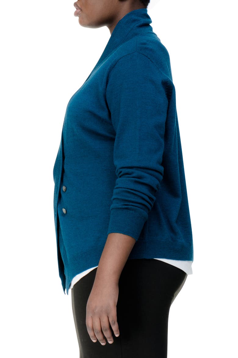 Curved Merino Wool Cardigan, Alternate, color, TEAL