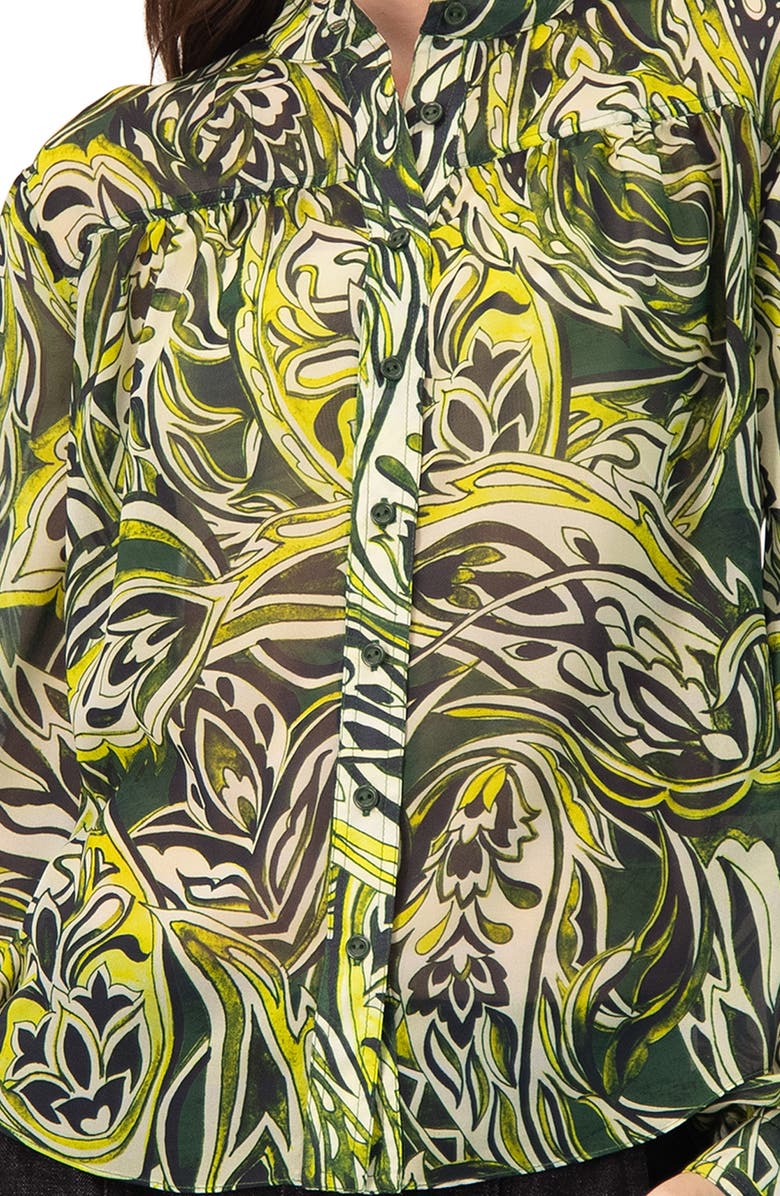 IVONNE Printed Round Neck Blouse, Alternate, color, Green