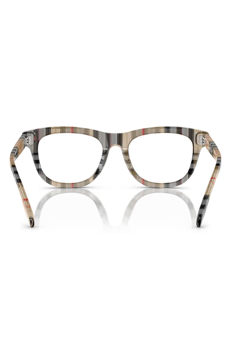 Burberry 47mm Rectangular Optical Glasses, Alternate, color, Vintage Check / Demo Lens