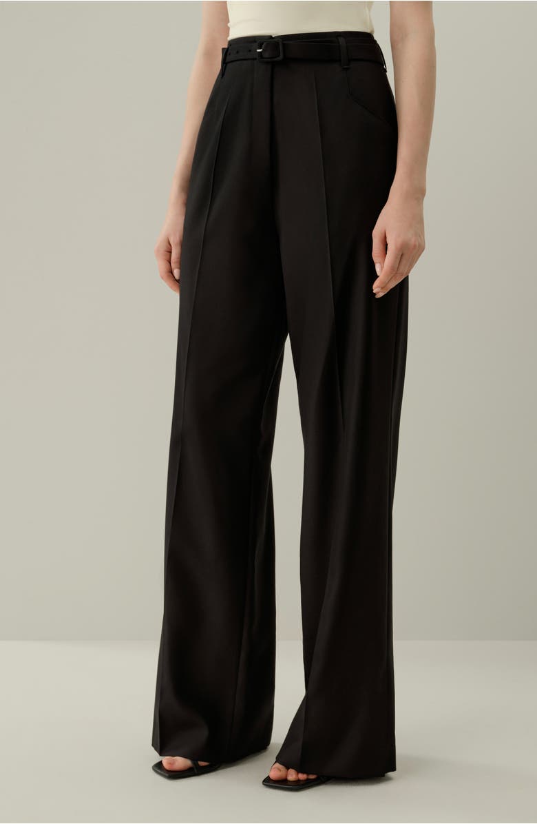 Lilysilk Silk Wool High-Waisted Wide-Leg Pant, Alternate, color, Black
