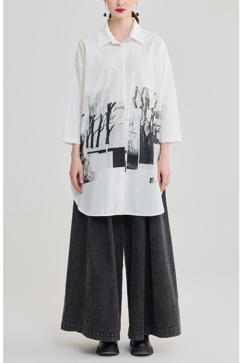 Harlow Printed Cotton Shirt, Alternate, color, Black Print