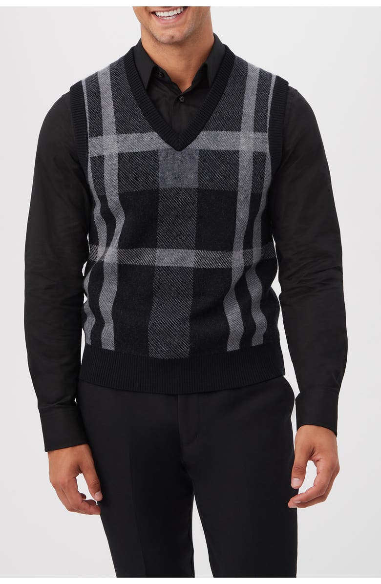 MR TURK Neso Plaid Sweater Vest, Alternate, color, Black Multi