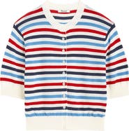 Madewell Textured Stripe Short Sleeve Cotton Cardigan