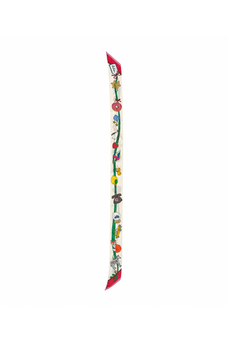 Ornament Collection Silk Ribbon Scarf, Alternate, color, Cream