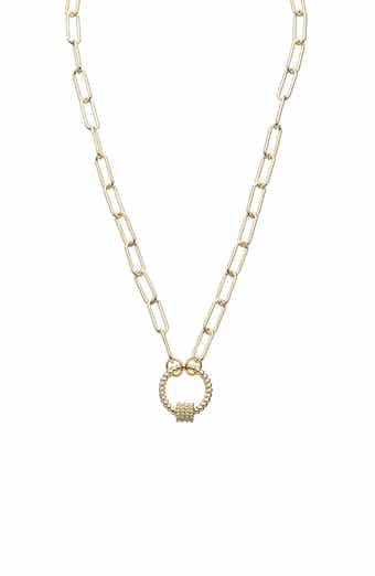 Textured Ring Pendant Paper Clip Chain Necklace