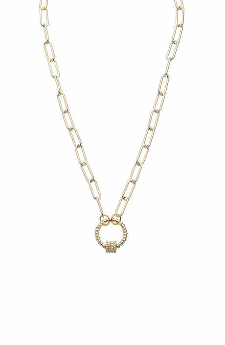Textured Ring Pendant Paper Clip Chain Necklace