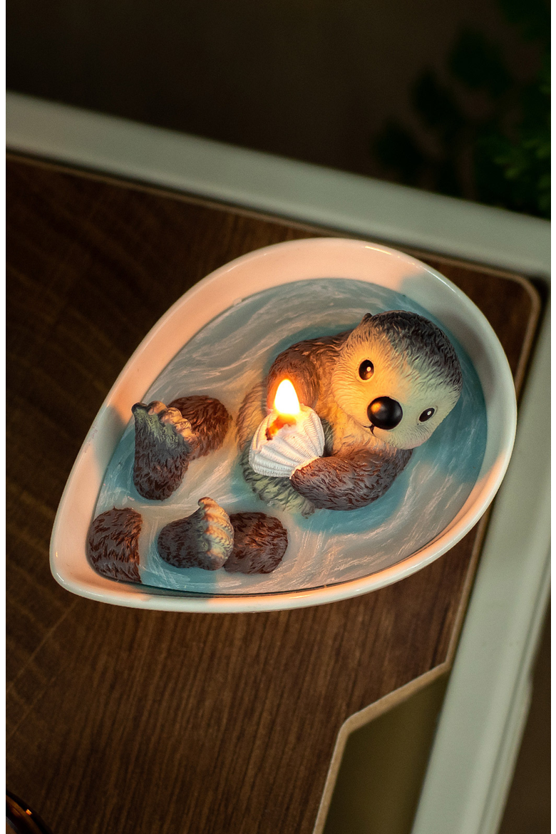 Sea Otter Candle, Alternate, color, White