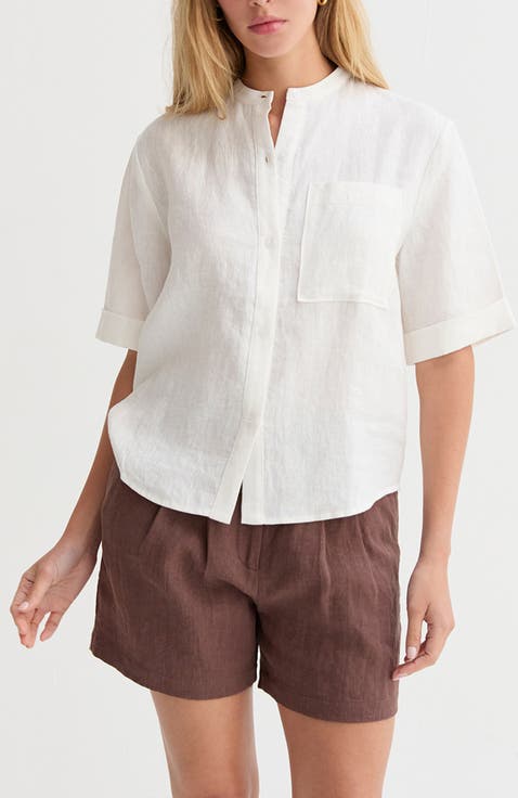 Line Short Sleeve Button-Up Shirt