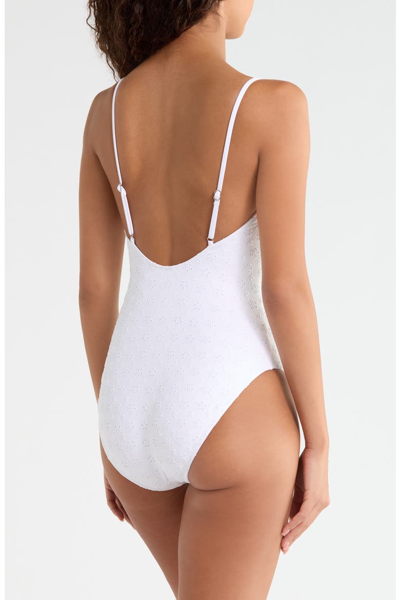 Eyelet Keyhole One-Piece Swimsuit, Alternate, color, WHITE