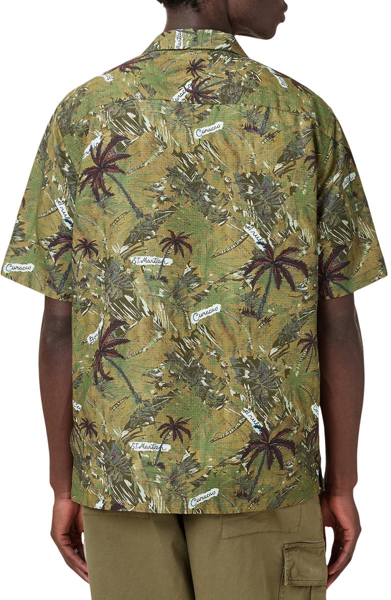 AllSaints Liner Short Sleeve Camp Shirt, Alternate, color, Barrel Brown