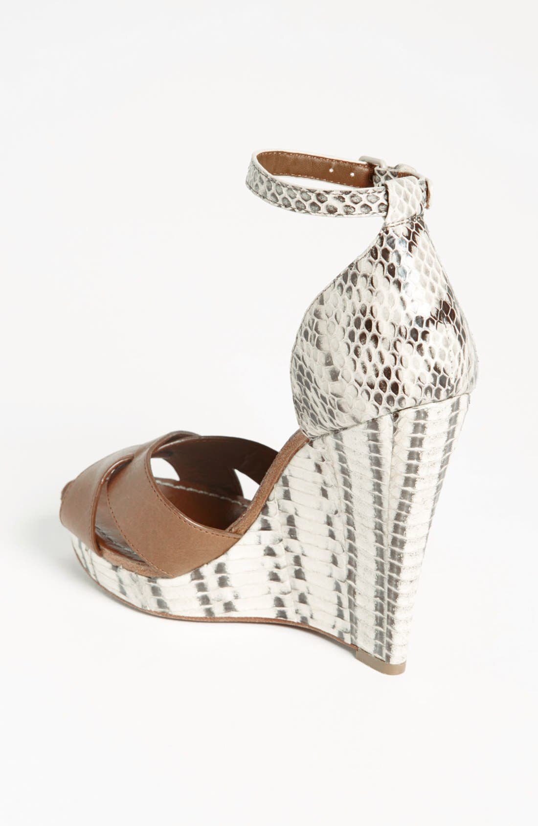 Tory Burch 'Livia' Genuine Snakeskin Wedge Sandal, Alternate, color, 