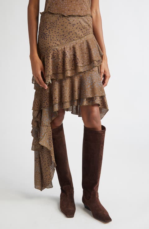 Seli Floral Tiered Mesh Skirt