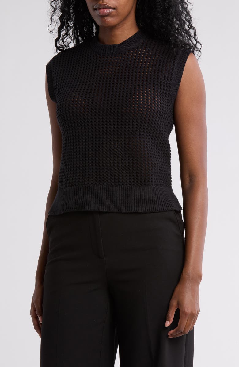 Love By Design Celine Open Knit Cap Sleeve Vest, Main, color, 