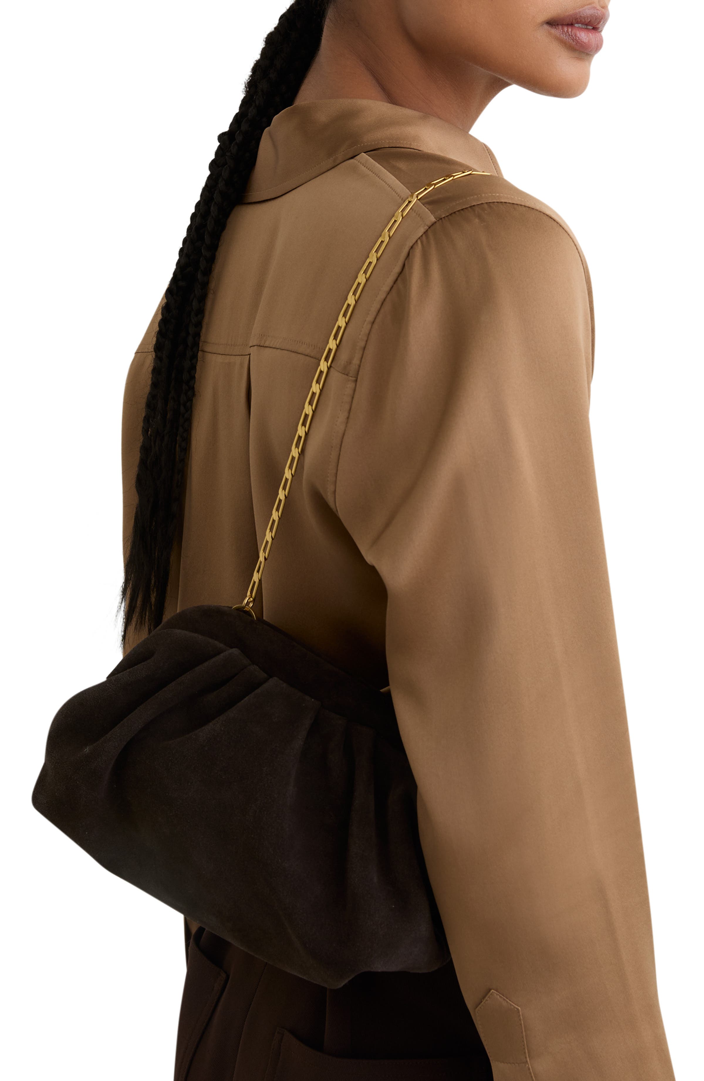 Reiss Mia Suede Frame Clutch, Alternate, color, 